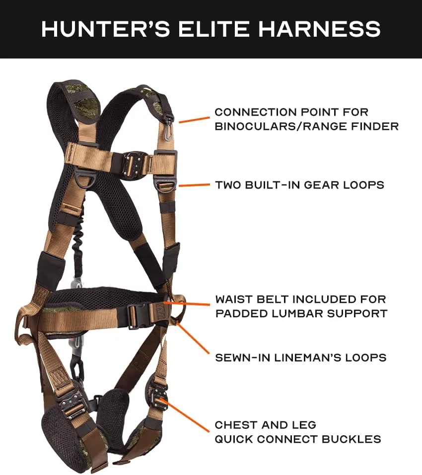 Malta Hunting Safety Hunter's Elite Safety Harness Set with Climbing Strap, Tree Strap, Deer Drag/Suspension Relief Strap