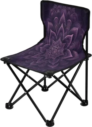 Mandala Flower Pattern Portable Outdoor Folding Chair Anti-Slip Padded Oxford Cloth Stool Camping Chair Small for Beach Hiking Fishing Gardening Quad Camp Chair