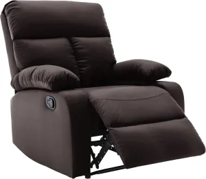 Manual Recliner Chair for Adults and Small Spaces, Faux Leather Reclining Chair, Single Lazyboy Sofa for Living Room, RV, Bedroom, Brown