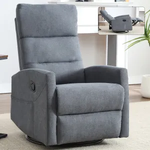 Manual Recliner Chair with Rocker and Swivel in Fabric for Living Room