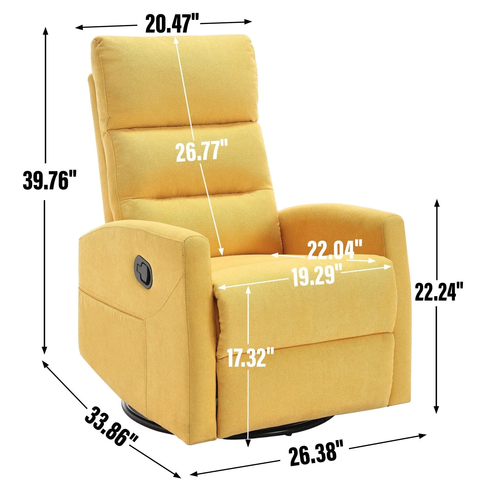 Manual Recliner Chair with Rocker and Swivel in Fabric for Living Room