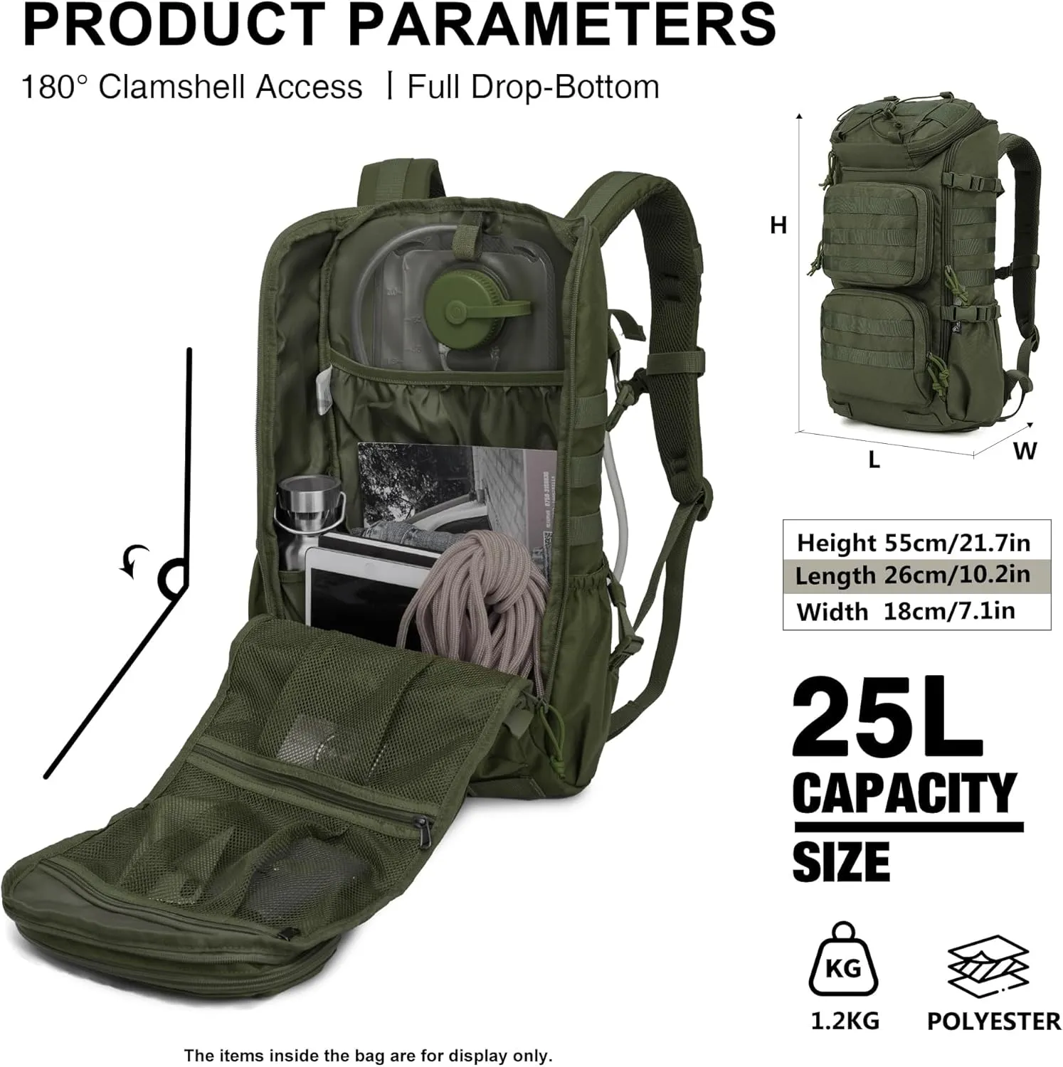 Mardingtop Tactical Backpacks Molle Hiking daypacks for Motorcycle Camping Hiking Military Traveling,25L Backpack
