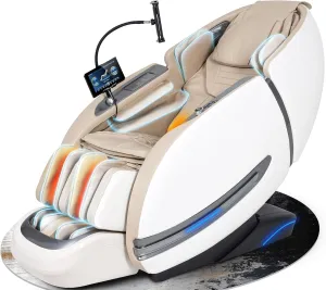 Massage Chair Full Body, 2025 Zero Gravity SL-Track Shiatsu Massage Recliner Chairs with 12 Auto Modes, Foot Rollers, Waist & Calf Heating, Thai Yoga Stretch, AI Control & Body Scan, Beige