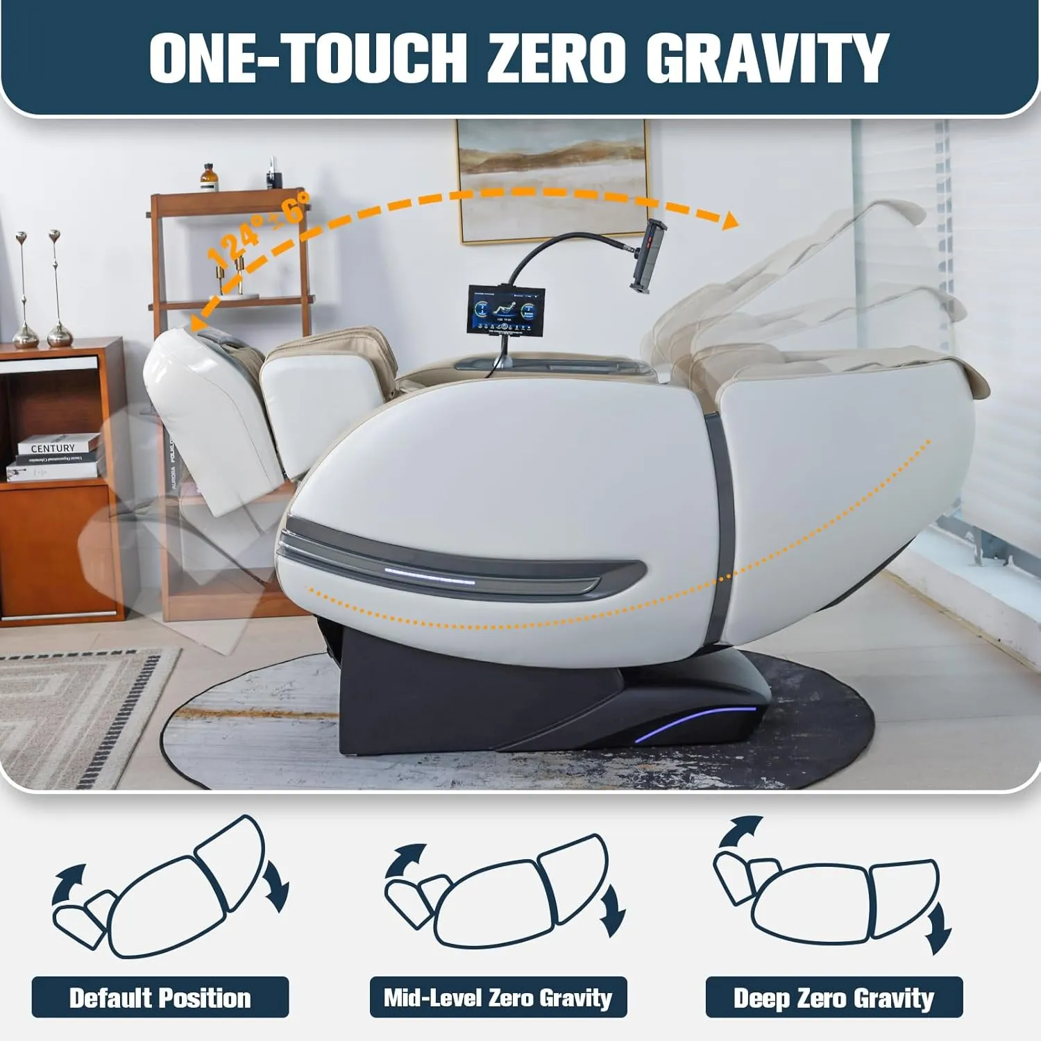 Massage Chair Full Body, 2025 Zero Gravity SL-Track Shiatsu Massage Recliner Chairs with 12 Auto Modes, Foot Rollers, Waist & Calf Heating, Thai Yoga Stretch, AI Control & Body Scan, Beige