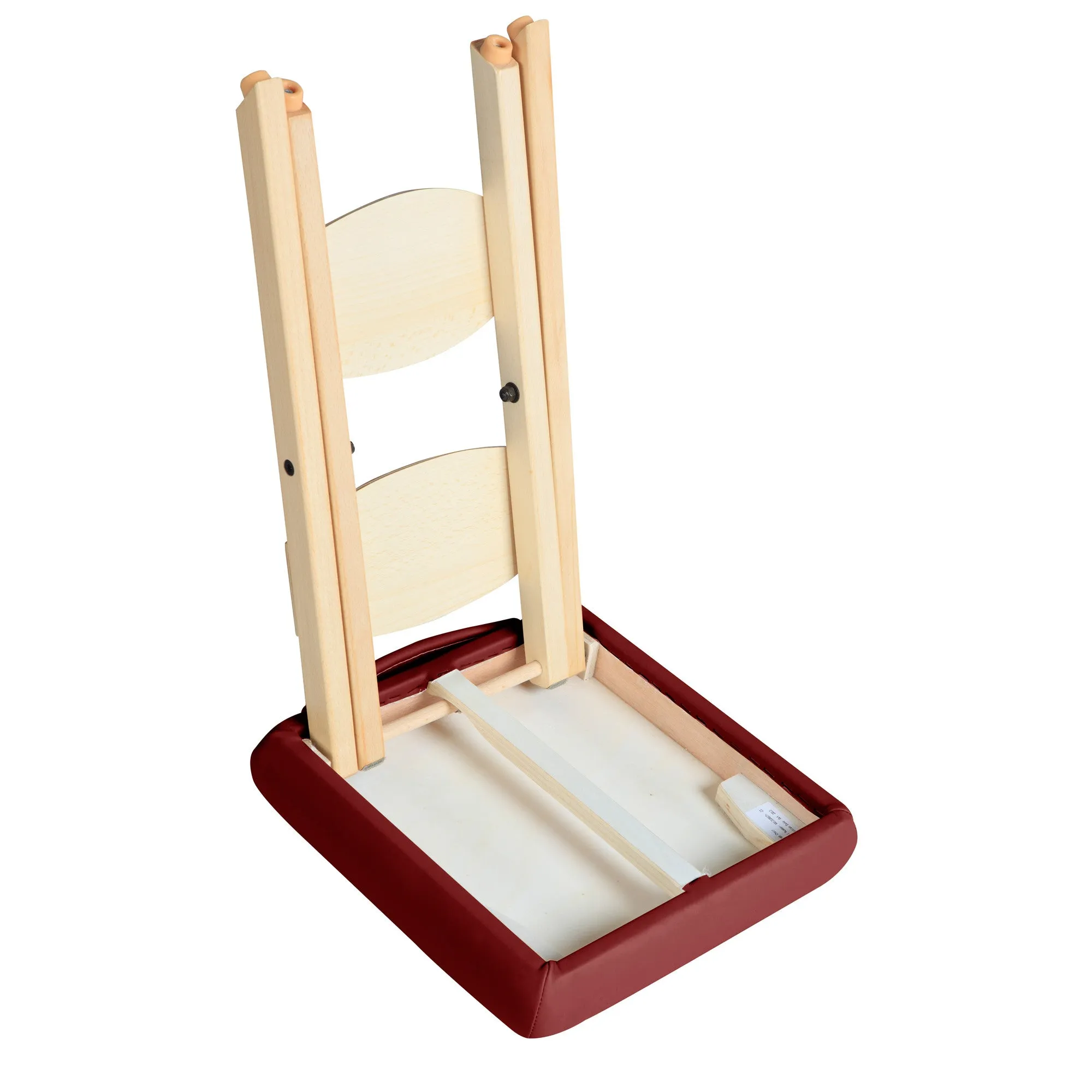 Master Massage Wooden Portable Folding Massage Stool- Lightweight Wood Foldable Tattoo Stool, Burgundy