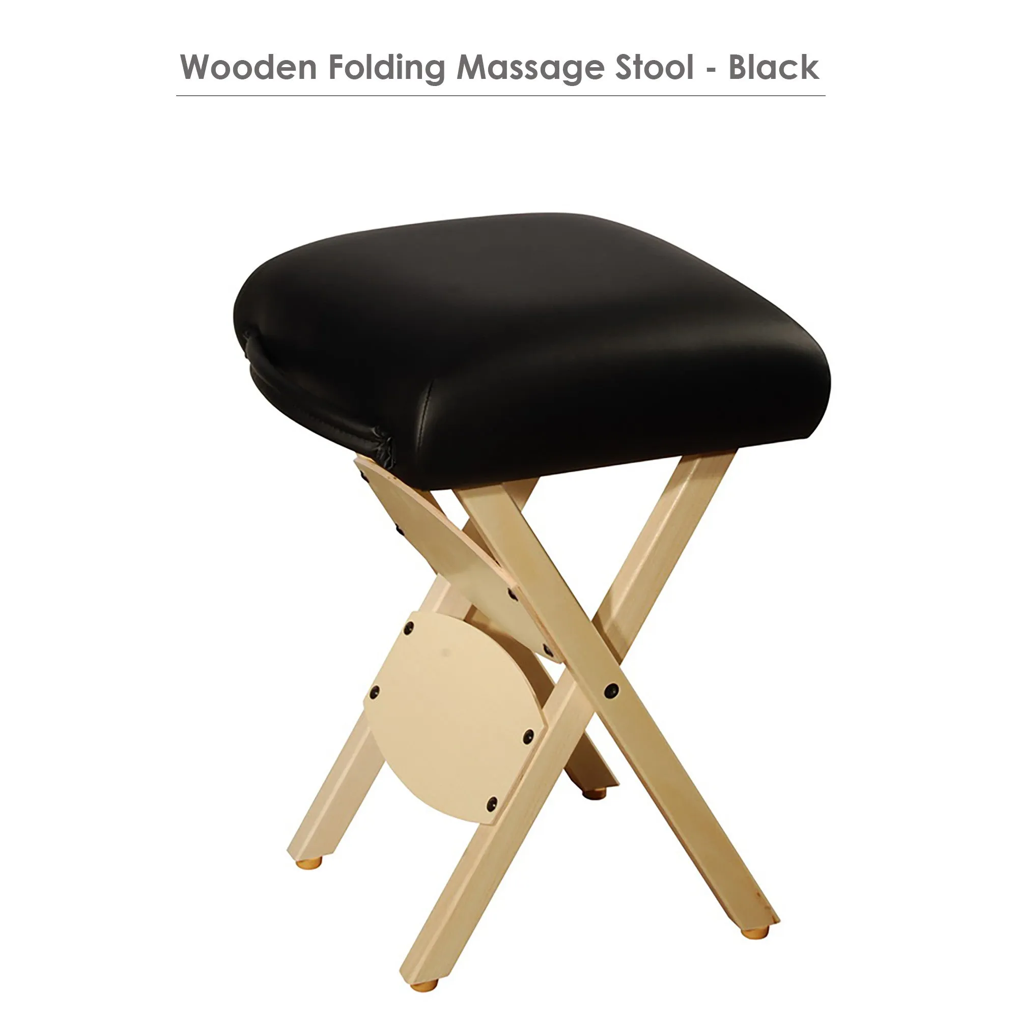 Master Massage Wooden Portable Folding Massage Stool- Lightweight Wood Foldable Tattoo Stool, Burgundy
