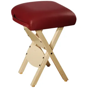 Master Massage Wooden Portable Folding Massage Stool- Lightweight Wood Foldable Tattoo Stool, Burgundy