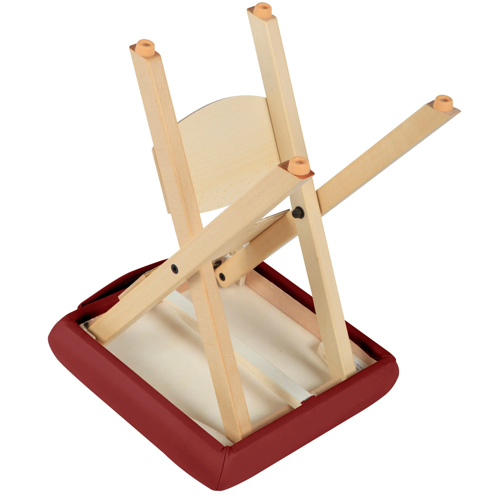 Master Massage Wooden Portable Folding Massage Stool- Lightweight Wood Foldable Tattoo Stool, Burgundy