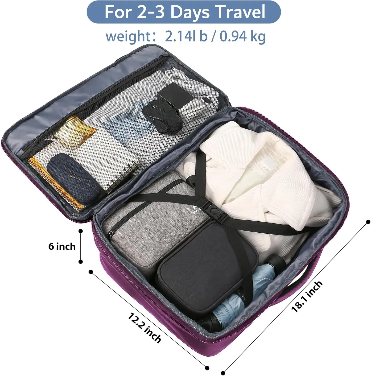 MATEIN Carry on Backpack for Women, 27L Flight Approved Backpack for Teacher Nurse, Fashion Expandable Airline Daypack for Plane, Lightweight Hiking Weekend Back Pack, Traveler Gifts, Purple