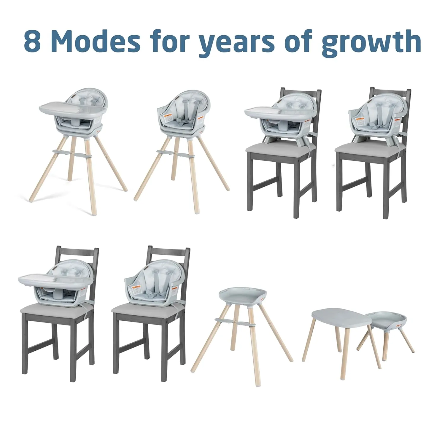 Maxi-Cosi Moa 8-in-1 High Chairs for Babies and Toddlers, Machine Washable Infant High Chair, Compact, Convertible High Chair Lightweight Design, Classic Slate