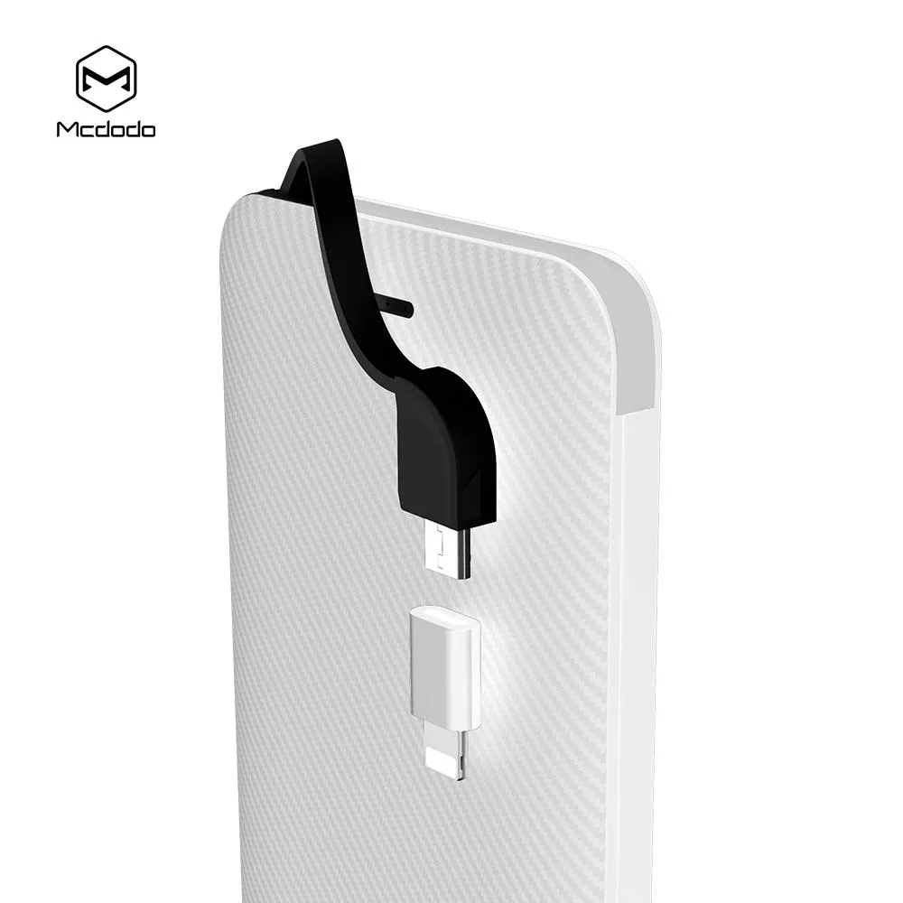 Mcdodo Carbon Fiber 10000mAh Power Bank, USB port with Micro USB cable