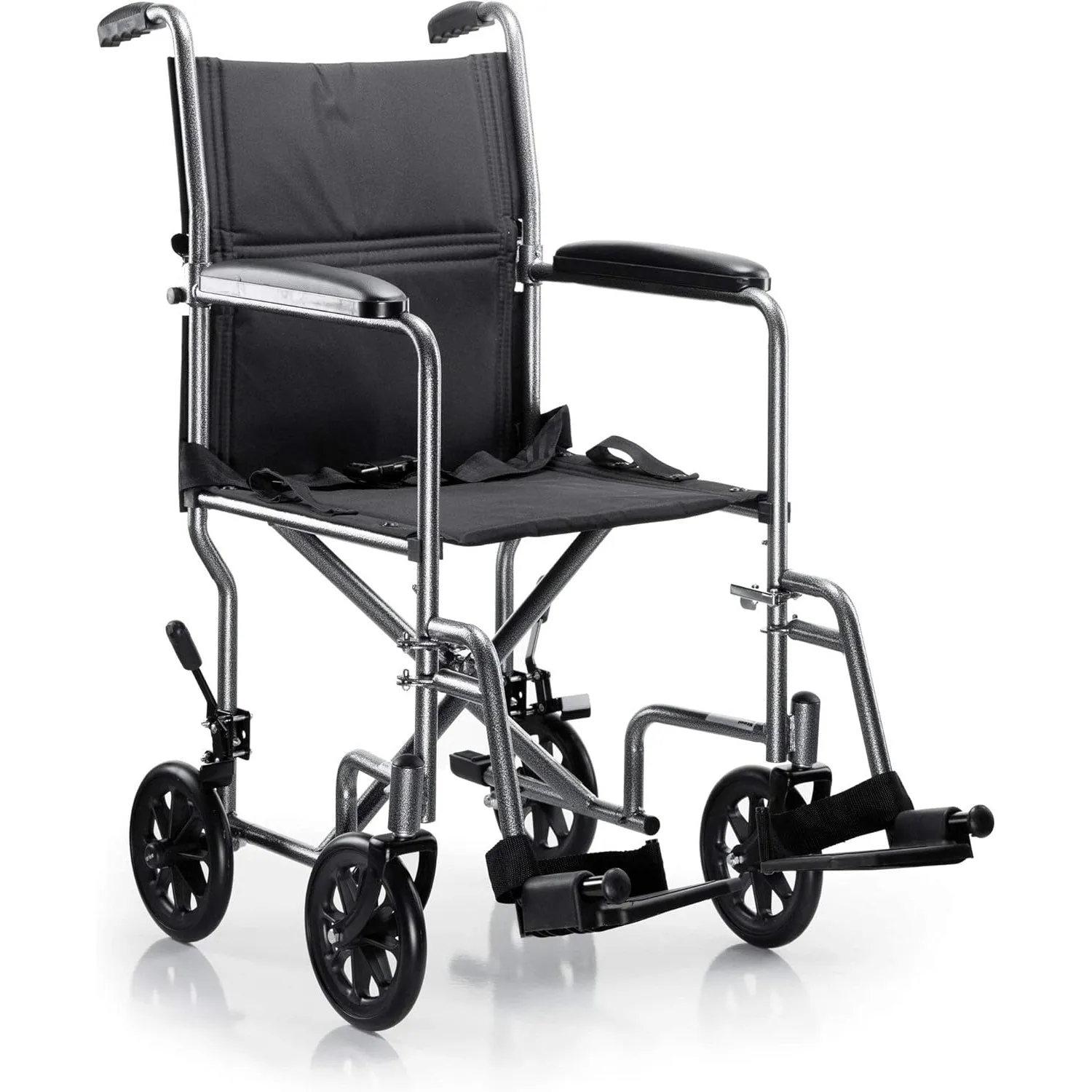 McKesson Lightweight Steel Transport Chair, Silver Vein Finish