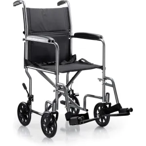 McKesson Lightweight Steel Transport Chair, Silver Vein Finish