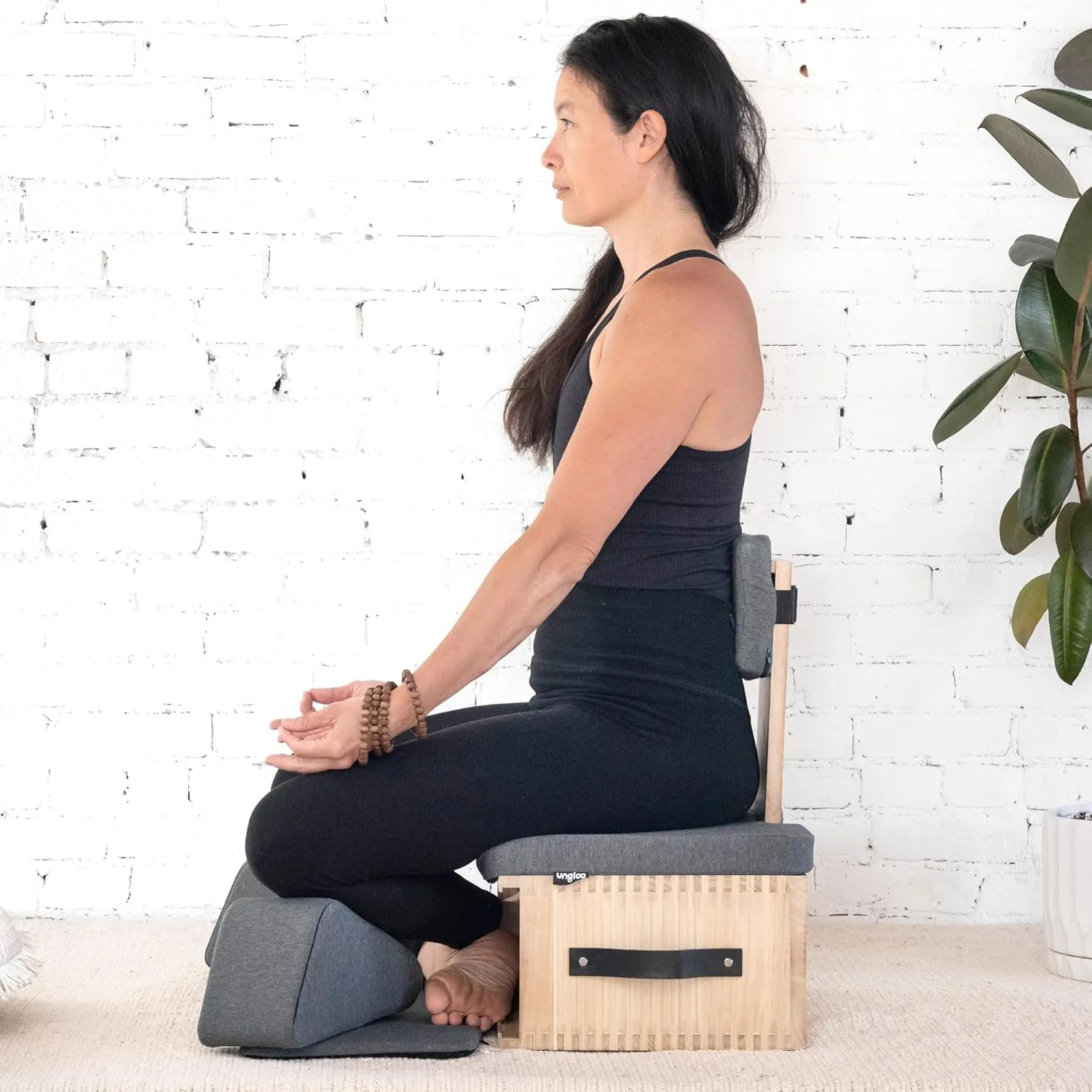 Meditation Box Chair with Back Support | Posture Seat with Padded Leg Wedges, Foot Pad and Supportive Backrest | Portable Lightweight Meditation Floor Chair