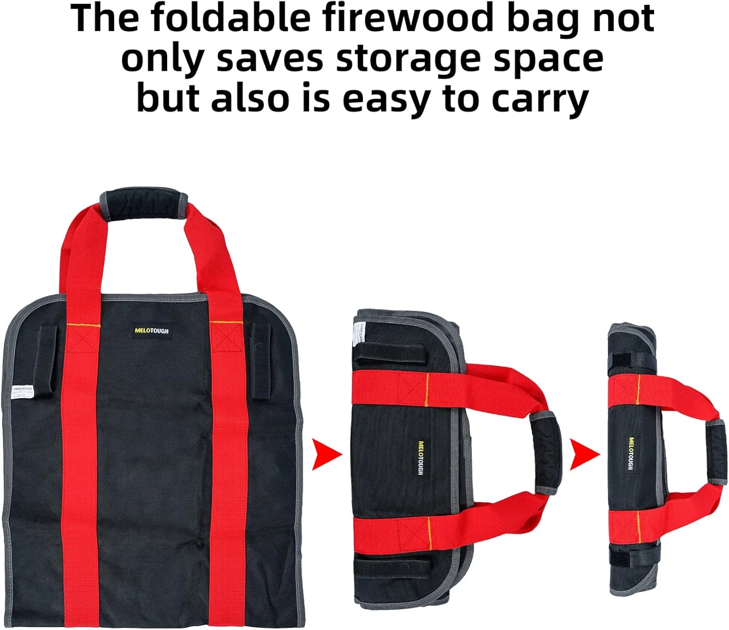 MELOTOUGH Firewood Log Carrier Ballistic Log Tote Bag,Super Stronger Than Canvas Firewood Carrier Log Tote Bag