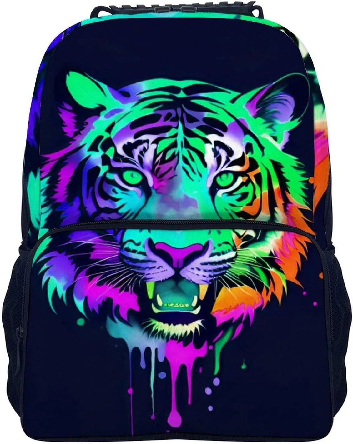 Men Women Lightweight Colorful Abstract King Of The Tiger Watercolor Art Backpack Large Capacity Bookbag With Smooth Zippers for Gym Business Running