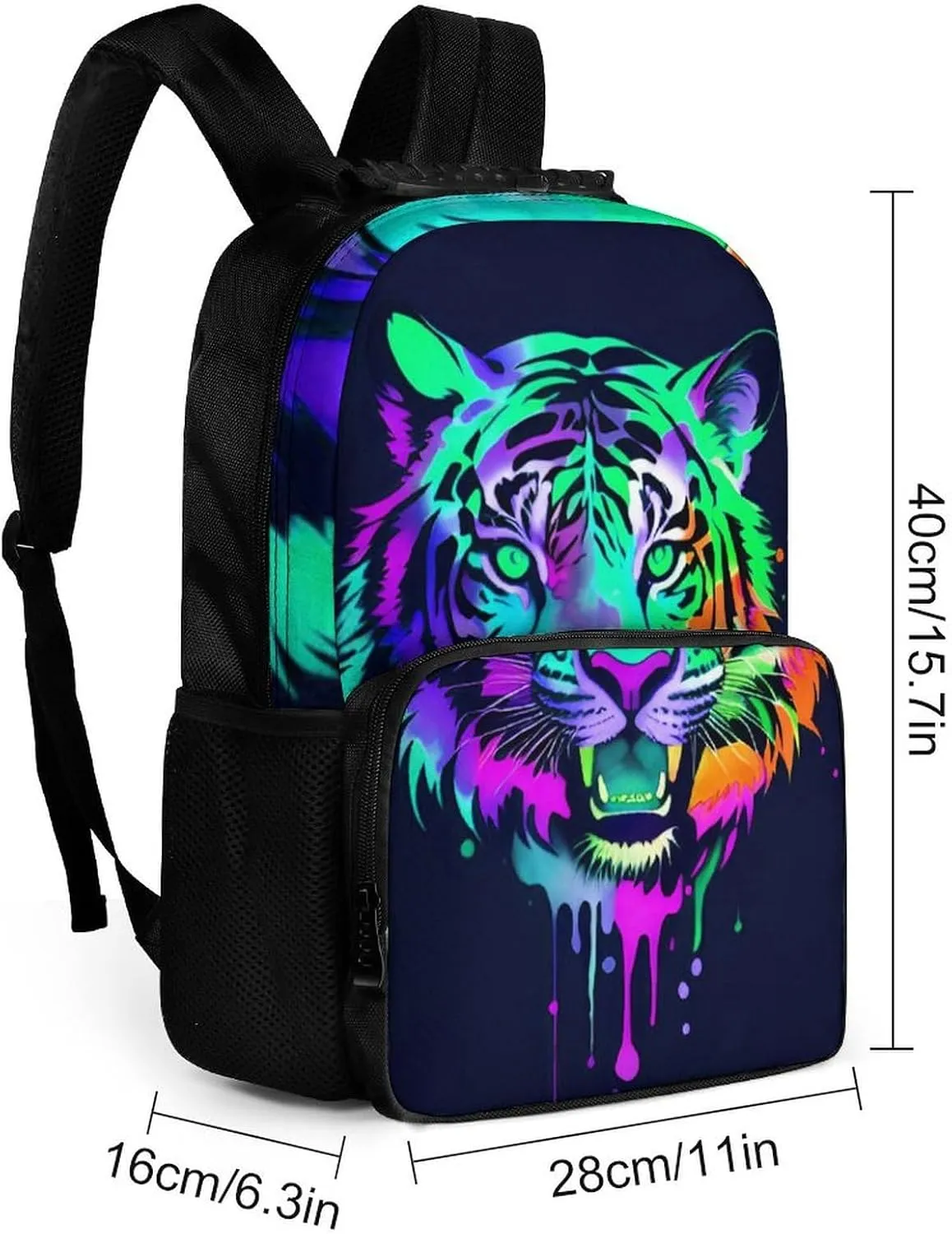 Men Women Lightweight Colorful Abstract King Of The Tiger Watercolor Art Backpack Large Capacity Bookbag With Smooth Zippers for Gym Business Running