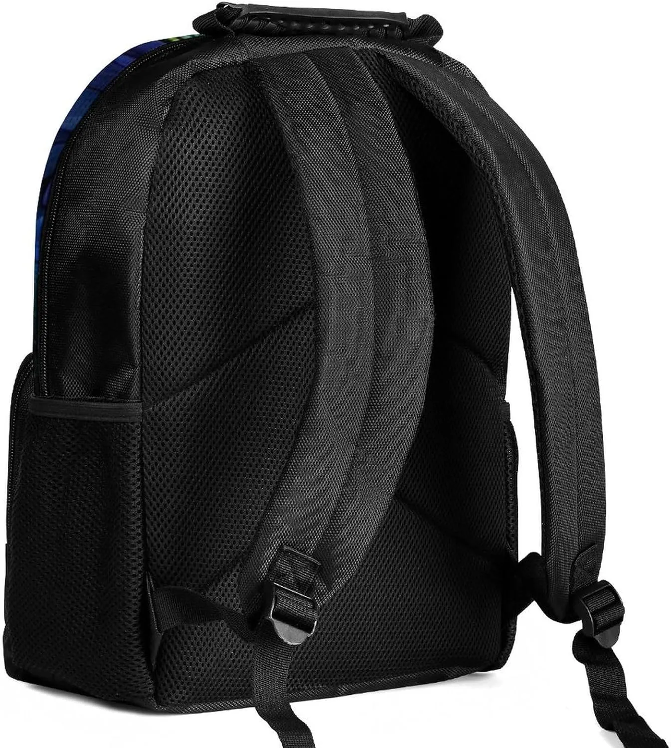 Men Women Polyester Blue Owl Floral Art Daypack Big Capacity Shoulder Bag With Smooth Zippers for Hiking Work Walking Cycling