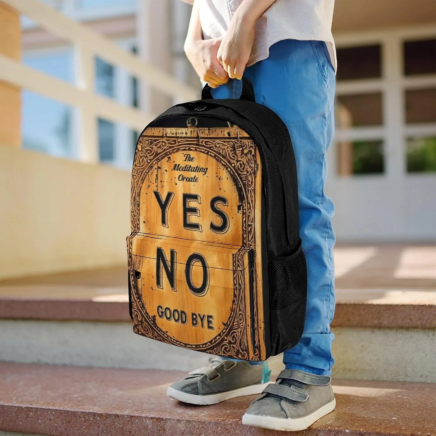 Men Women Polyester Dangerous Magical Game Spirit Board Pattern Daypack Bookbag Big Capacity Shoulder Bag With Padded Straps for Climbing Travel Walking Cycling