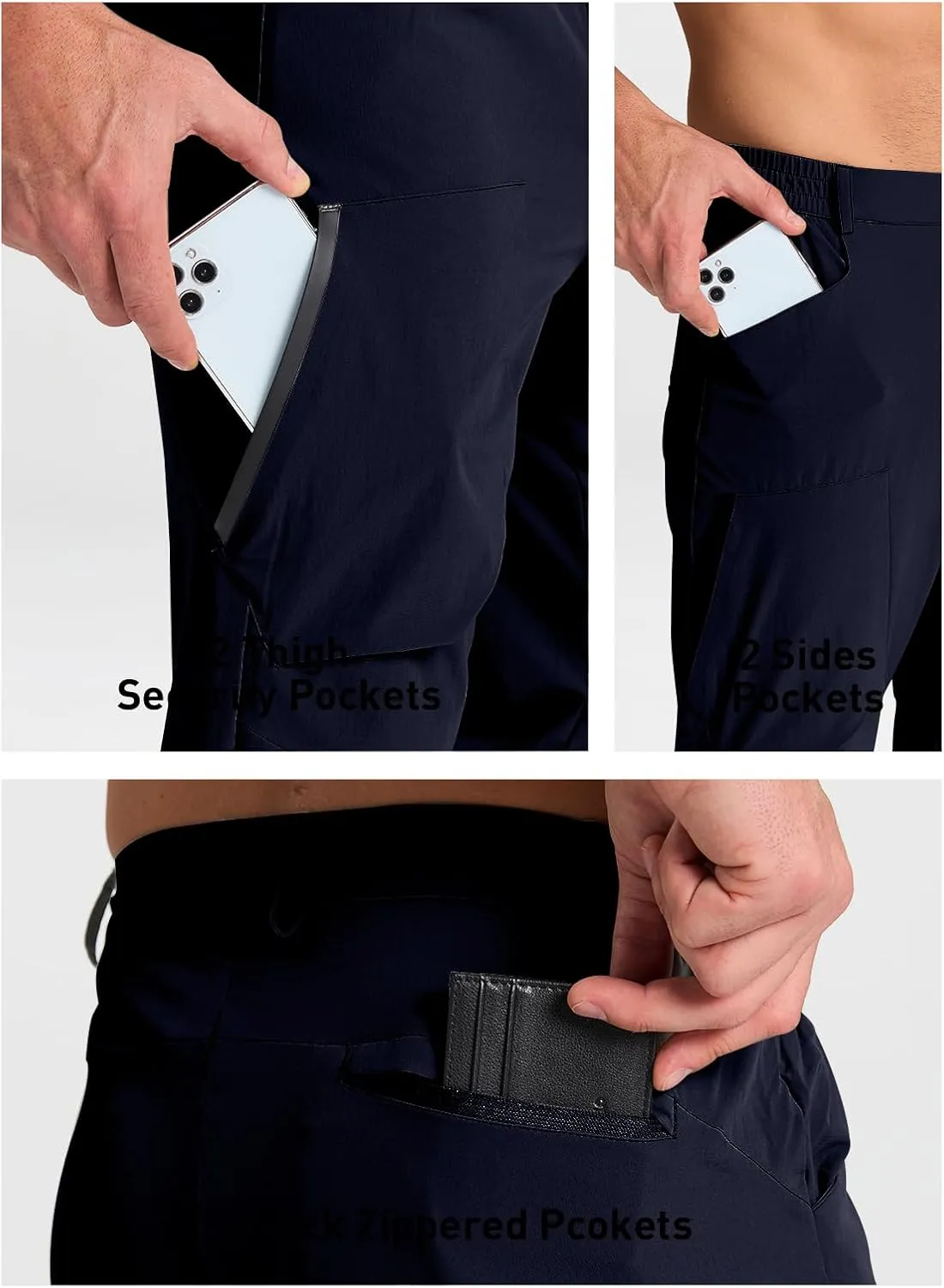 Men's Hiking Stretch Pants Lightweight Work Pants Waterproof Tactical Ripstop Cargo Pants