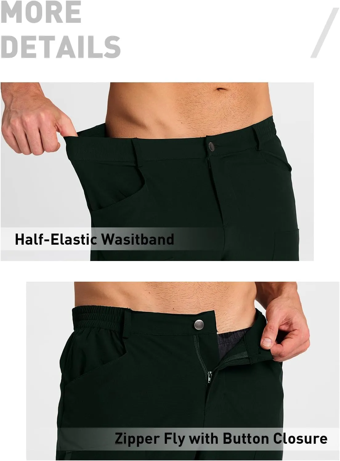 Men's Hiking Stretch Pants Lightweight Work Pants Waterproof Tactical Ripstop Cargo Pants
