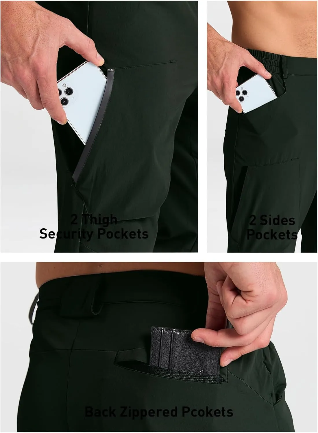Men's Hiking Stretch Pants Lightweight Work Pants Waterproof Tactical Ripstop Cargo Pants