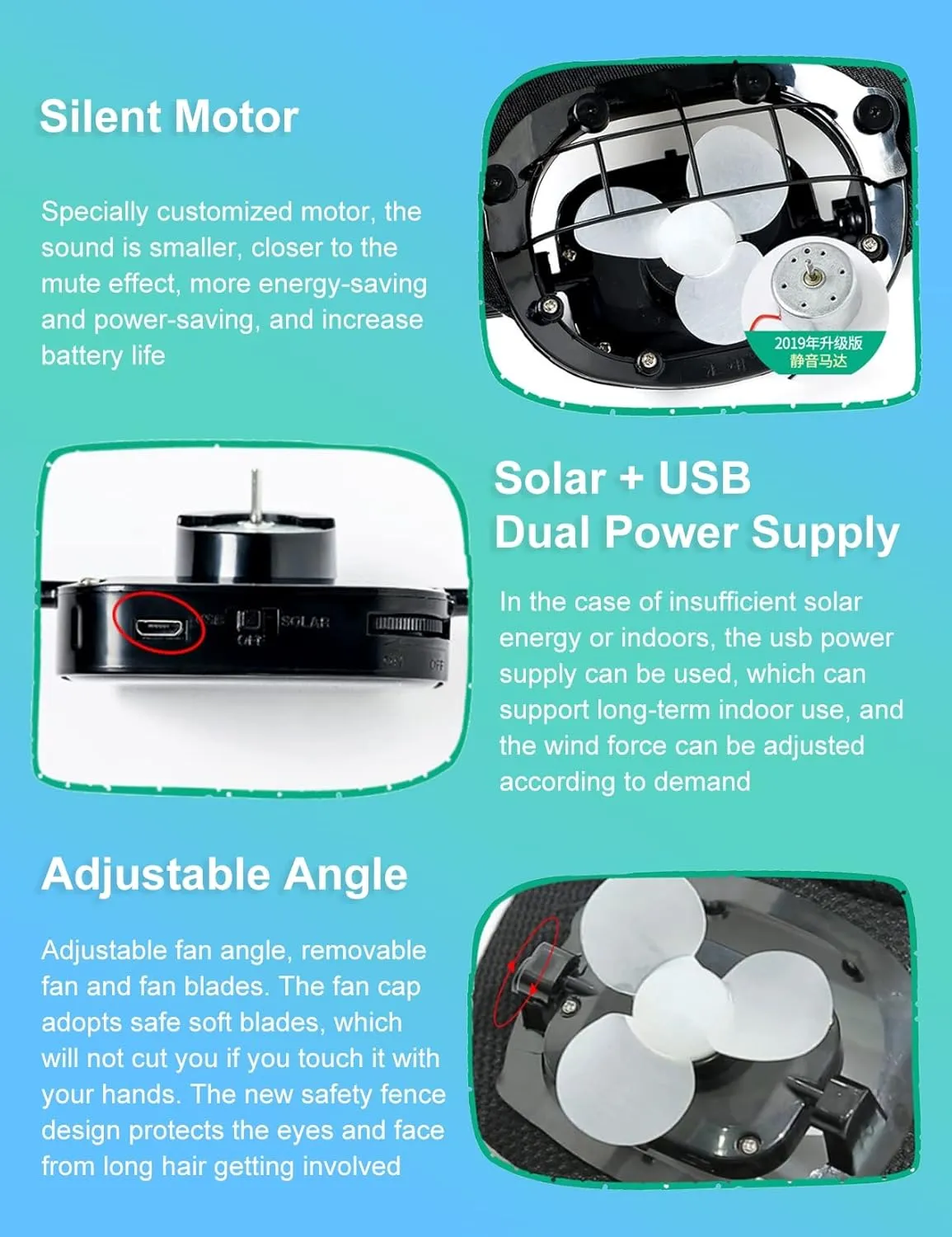 Mens Womens Fan Hat Baseball Cap Built in Fan Solar USB Dual Power Supply Adjustable Wind Speed and Direction