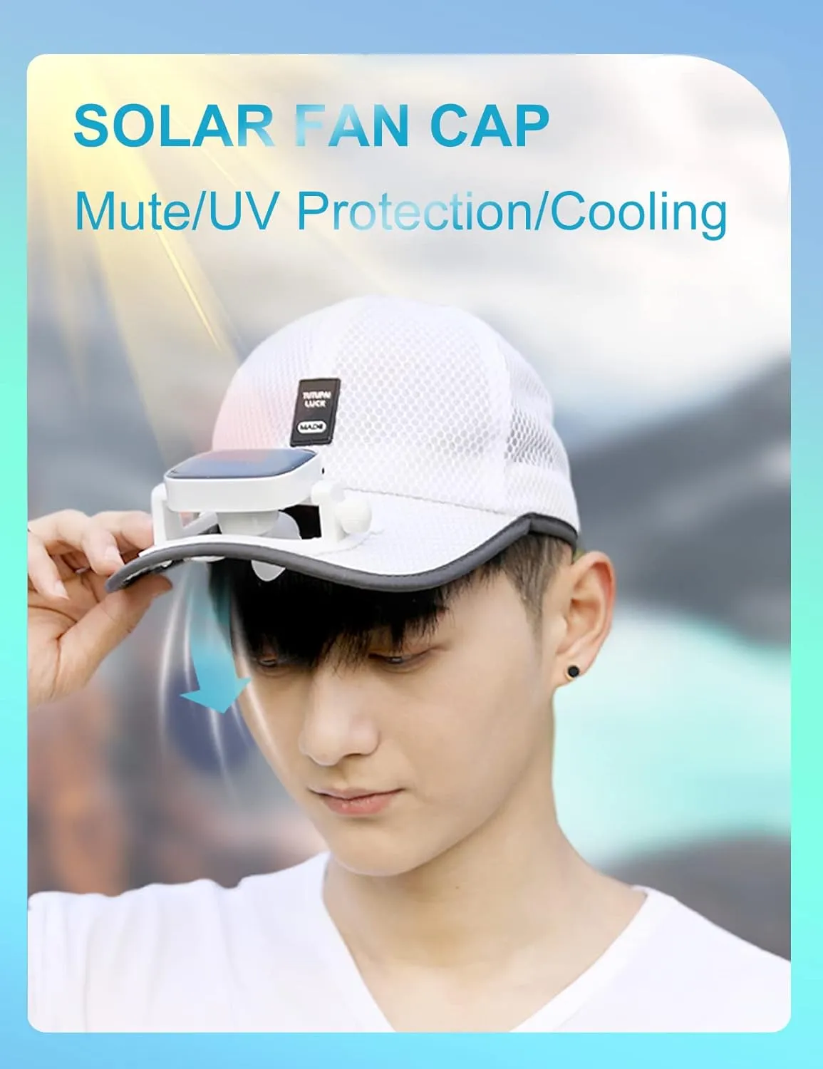 Mens Womens Fan Hat Baseball Cap Built in Fan Solar USB Dual Power Supply Adjustable Wind Speed and Direction