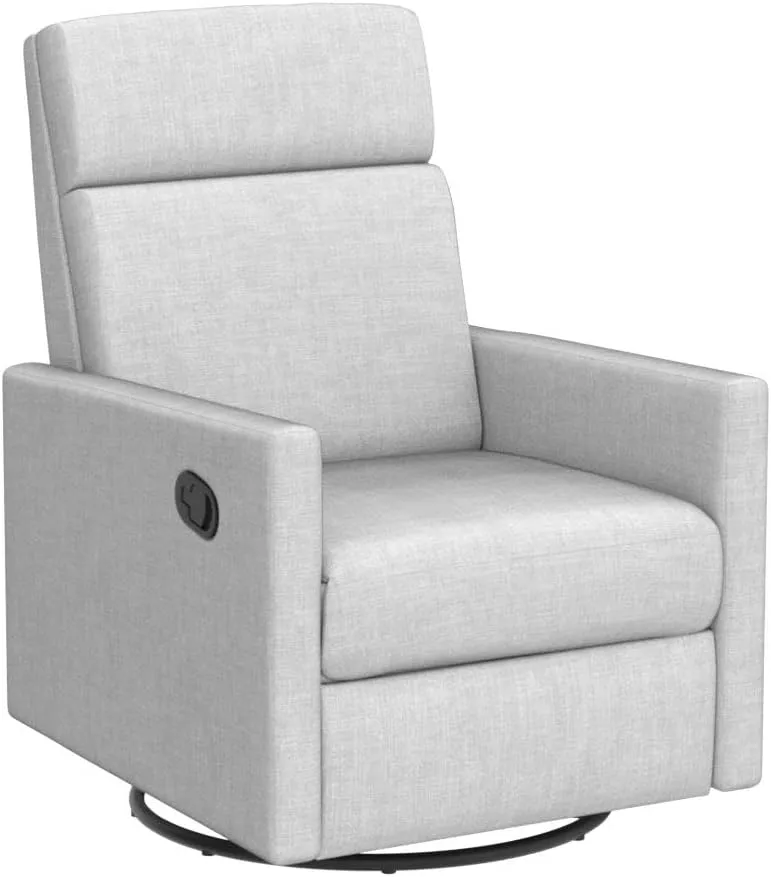 Merax Modern Upholstered Manual Swivel Recliner Chair w/Headsupport Adjustable Nursery Glider Rocker for Living Room, Bedroom Gray