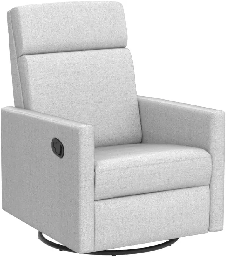 Merax Modern Upholstered Manual Swivel Recliner Chair w/Headsupport Adjustable Nursery Glider Rocker for Living Room, Bedroom Gray