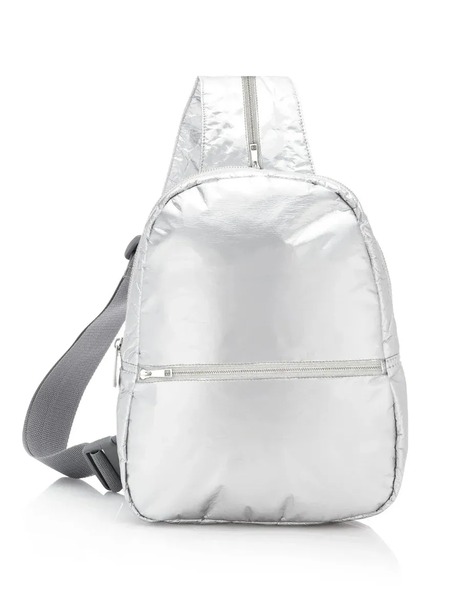 METALLIC BACKPACK SLING BAG
