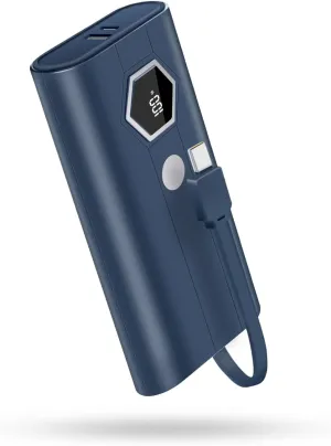 Miady PD 30W Portable Charger, 20000mAh Power Bank Fast Charging Built-in USB-C Cable, Battery Pack with LED Display Compatible with iPhone 16/15/14/13 Series, Galaxy, Android, iPad, etc