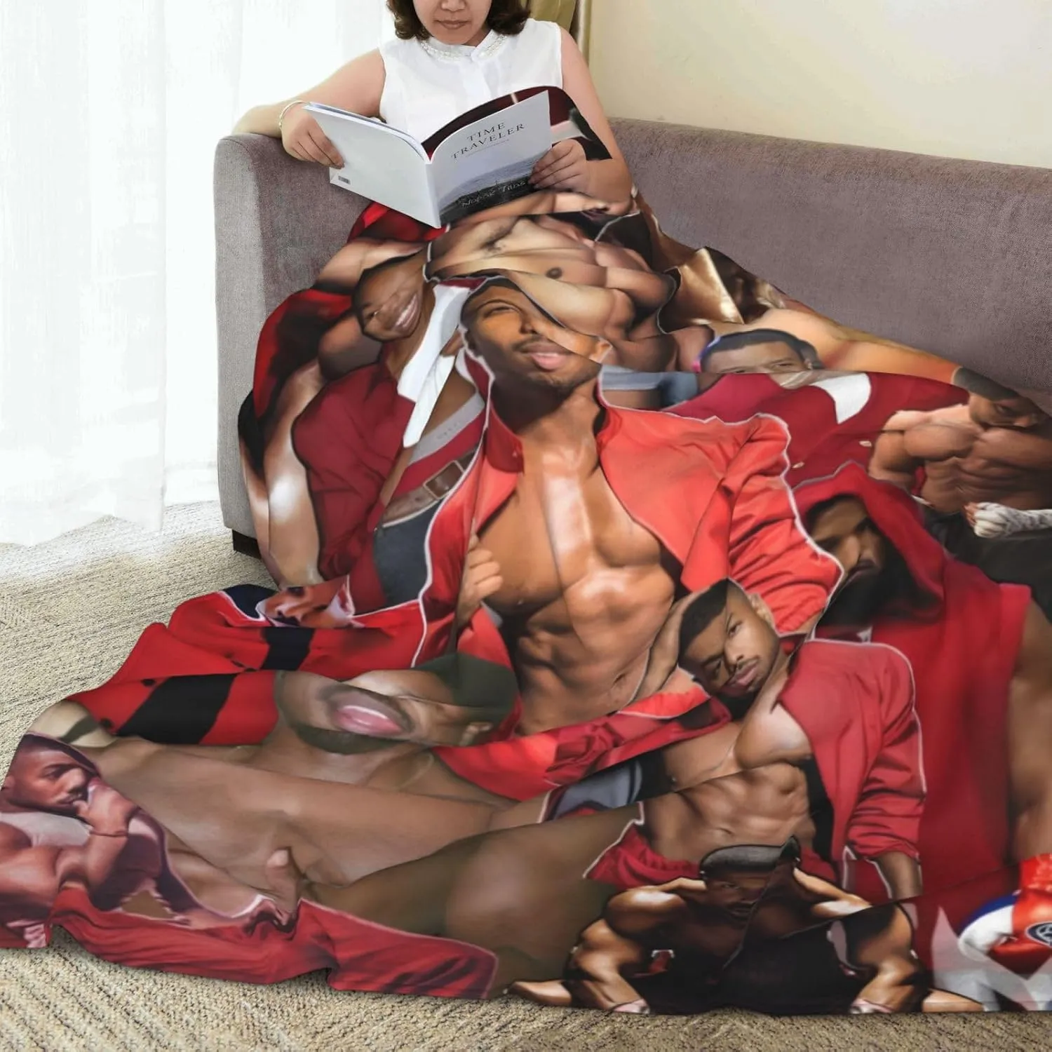 Michael B. Jordan Blanket Flannel Fleece Printed Throw Blankets Ultra Soft Micro Warm Blanket for All Season Bedding Chair Sofa Couch Bed 50"x40"
