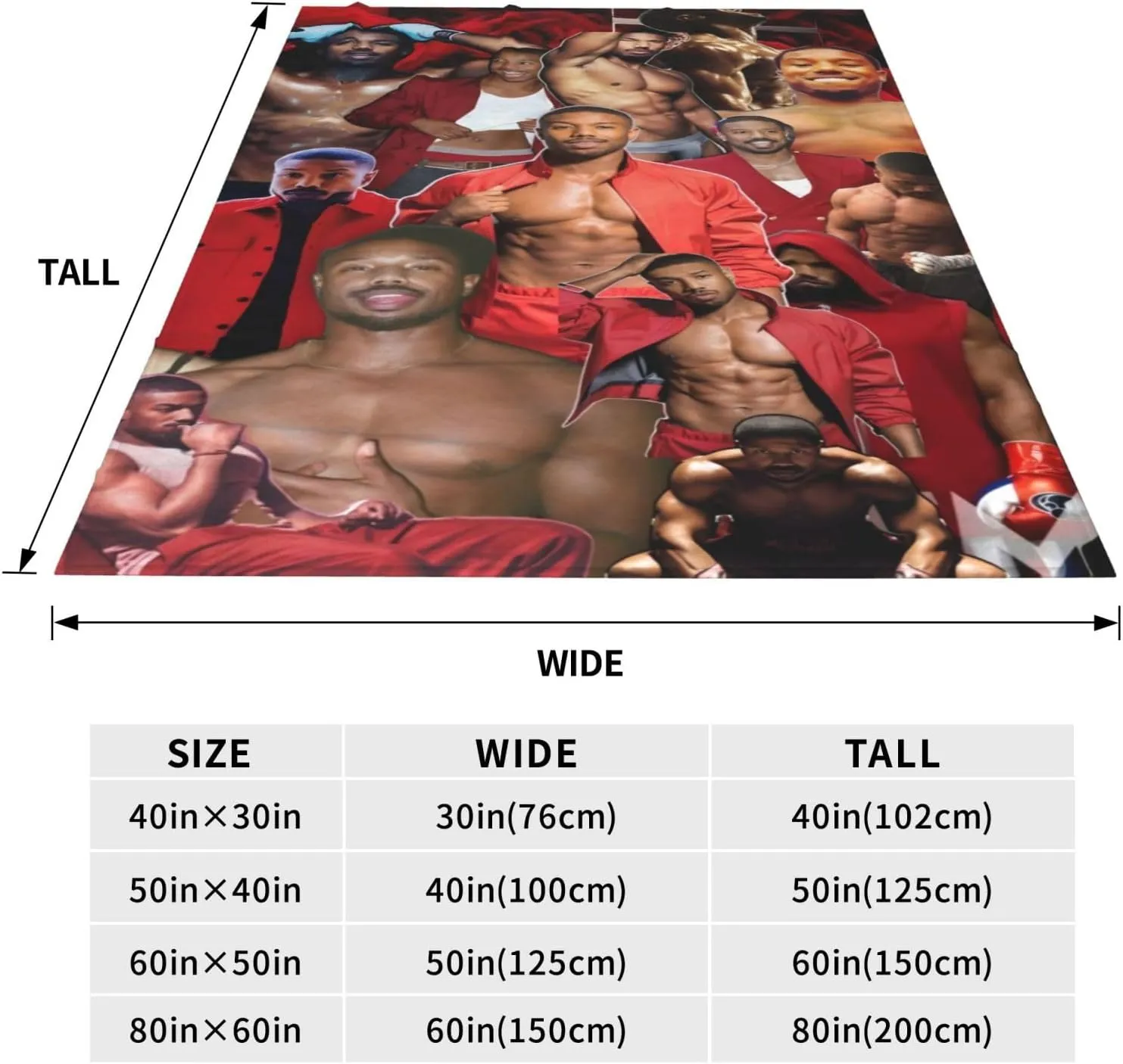 Michael B. Jordan Blanket Flannel Fleece Printed Throw Blankets Ultra Soft Micro Warm Blanket for All Season Bedding Chair Sofa Couch Bed 50"x40"