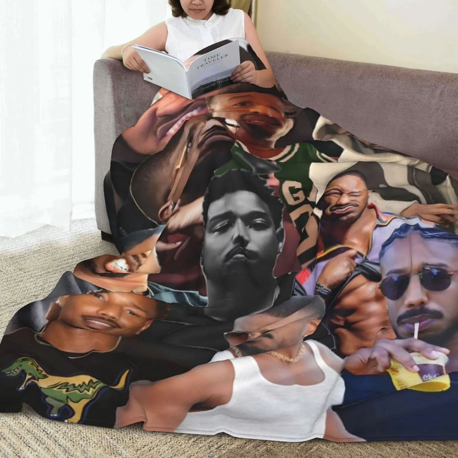 Michael B. Jordan Blanket Flannel Fleece Printed Throw Blankets Ultra Soft Micro Warm Blanket for All Season Bedding Chair Sofa Couch Bed 50"x40"