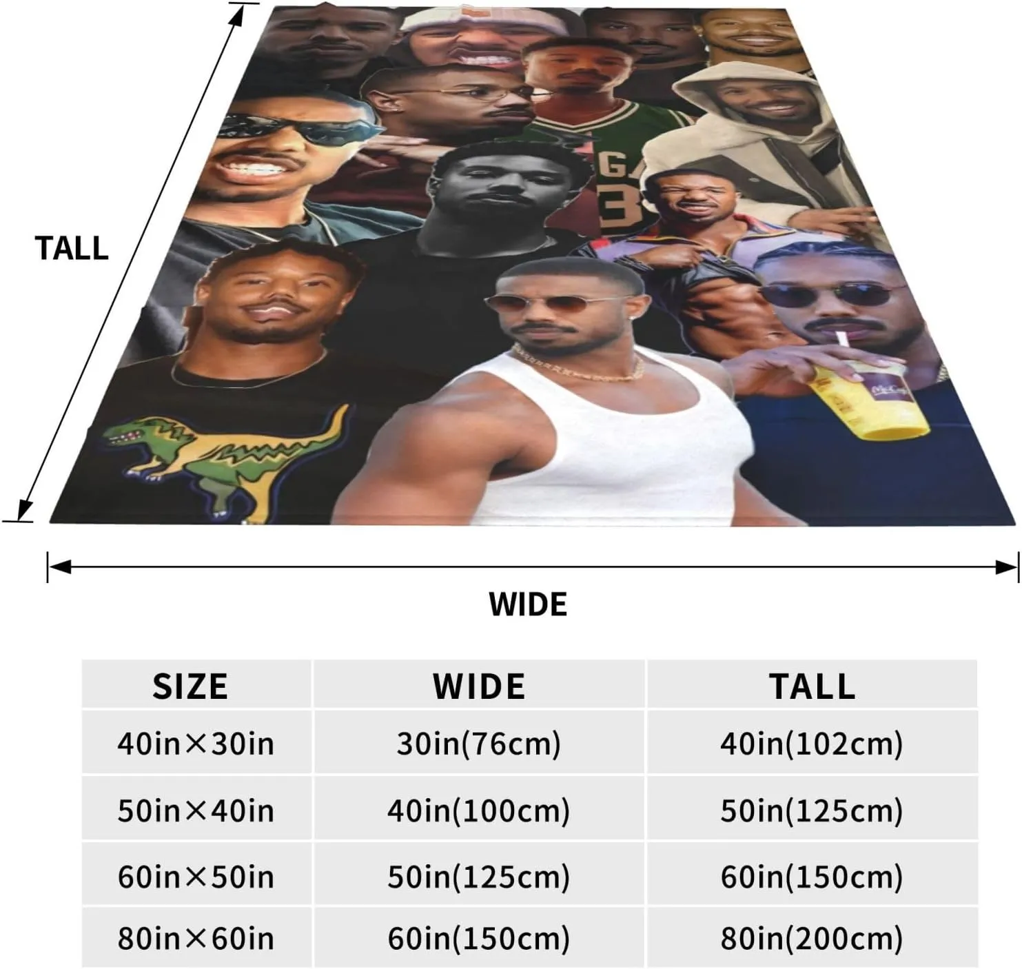 Michael B. Jordan Blanket Flannel Fleece Printed Throw Blankets Ultra Soft Micro Warm Blanket for All Season Bedding Chair Sofa Couch Bed 50"x40"