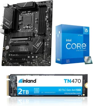 Micro Center 3 in 1 Bundle: Intel Core i5-12600KF Processor  MSI Pro B760-P WiFi DDR4 Motherboard  Inland TN470 2TB NVMe SSD