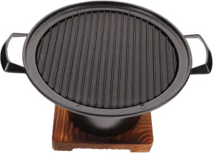 Mikikit Mini Barbecue Grill Portable Stove for Camping Aluminum Alloy Wooden Bbq Pan Stove Non-stick Surface Lightweight Compact