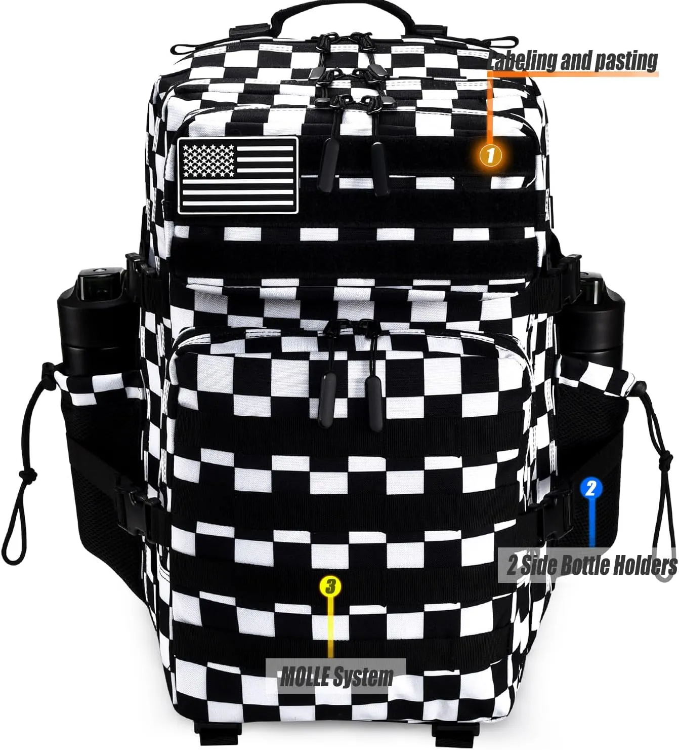 Military Tactical Backpack 45L Large Tactical Backpack for Men, Hiking Rucksack With Bottle Holder