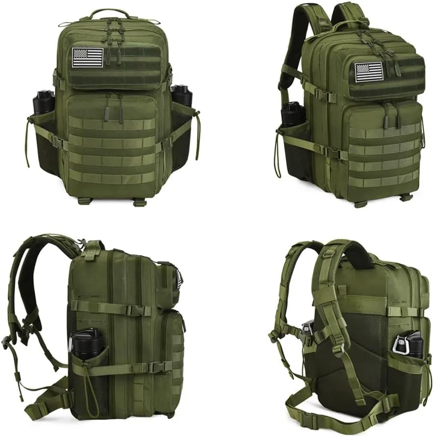 Military Tactical Backpack 45L Large Tactical Backpack for Men, Hiking Rucksack With Bottle Holder