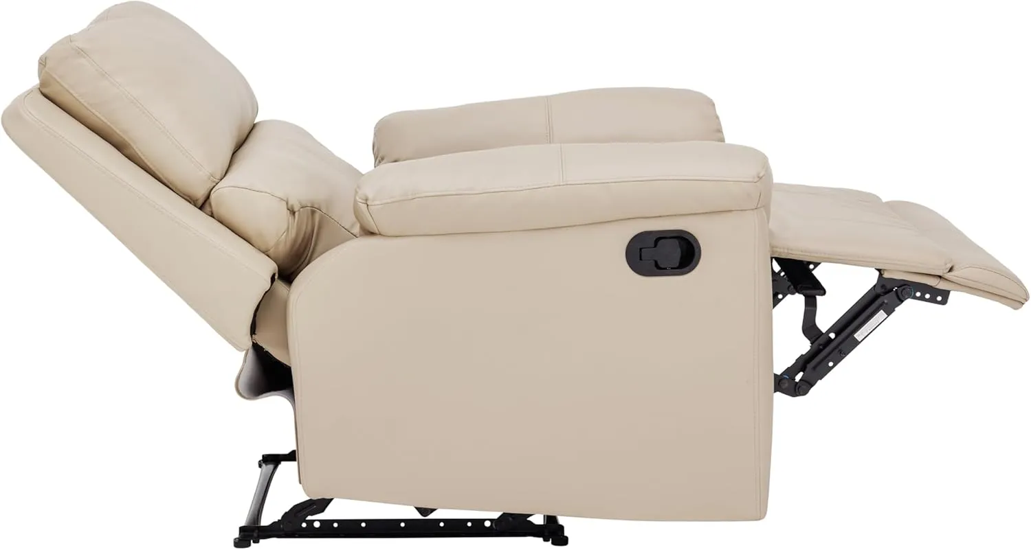 MINCETA Recliner Chairs,Modern Nursery Recliner 5" Wall Hugger Nursery Recliner with Overstuffed Arm and Back for Living Room,PU Leather in Khaki