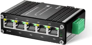 Mini 5 Ports Gigabit Switch Industrial, Din Rail Ethernet Switch RJ45 10/100/1000Mbps,12~48V DC for lP Camera Tower,Satellite Dish,Closet,Solar Trailer Project,iETong