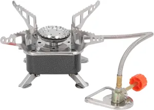 Mini Camp Stove, Backpacking Gas Stove Foldable Electronic Ignition Lightweight for Hiking for Outdoor (Square with Tube Buckle), Genericmz43uo29by-11