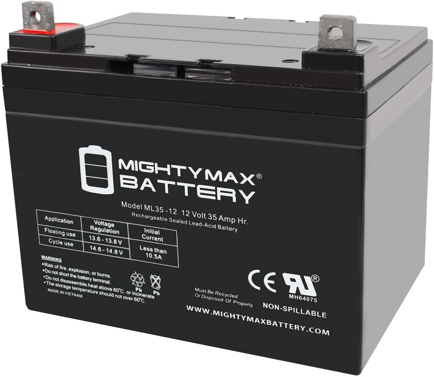 ML35-12 - 12 Volt 35 AH SLA Battery- Mighty Max Battery Brand Product
