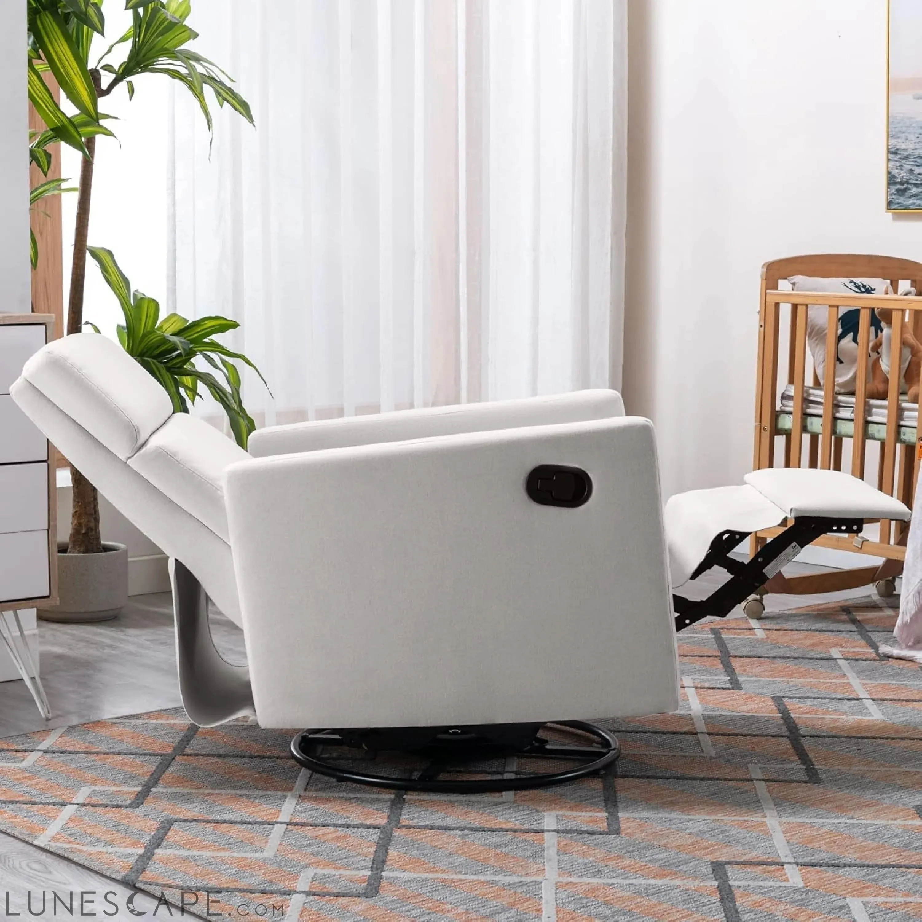 Modern Mid Century Upholstered Recliner Chair with Thick Seat Cushion