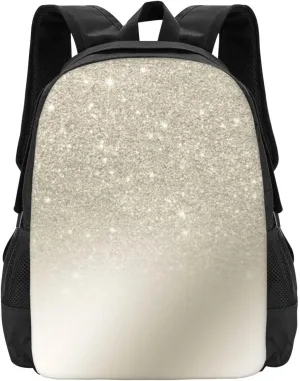 Modern Pearl Glitter Ivory Ombre Gradient Metallic Lightweight Packable Backpack Travel Casual Hiking Daypack Foldable Backpack For Men Women
