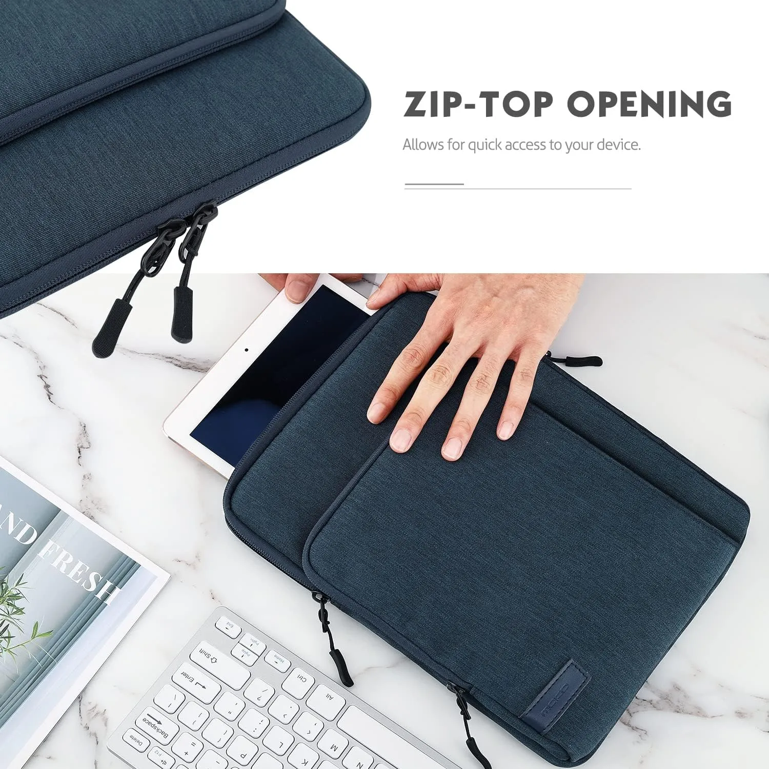 MoKo 9-11 Inch Tablet Sleeve Bag Carrying Case with Storage Pockets Fits New 11-inch iPad Pro M4/iPad Air M2 2024, iPad Air 5/4 10.9, iPad Pro 11, iPad 10/9/8th 10.9/10.2, Tab S8/S9 11, Indigo