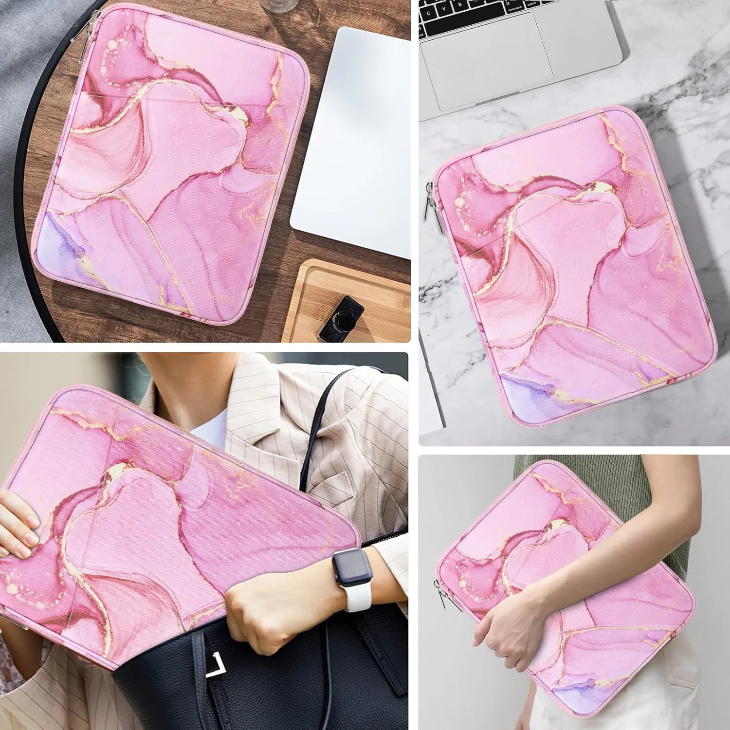 MoKo 9-11 Inch Tablet Sleeve Case, Fits 11inch iPad Air M3, iPad A16 2025, Pro 11 M4, iPad 10/9/8/7th, Galaxy Tab S9/S8/A8/A7, Protective Bag Carrying Case with Pocket,Cloudy Pink