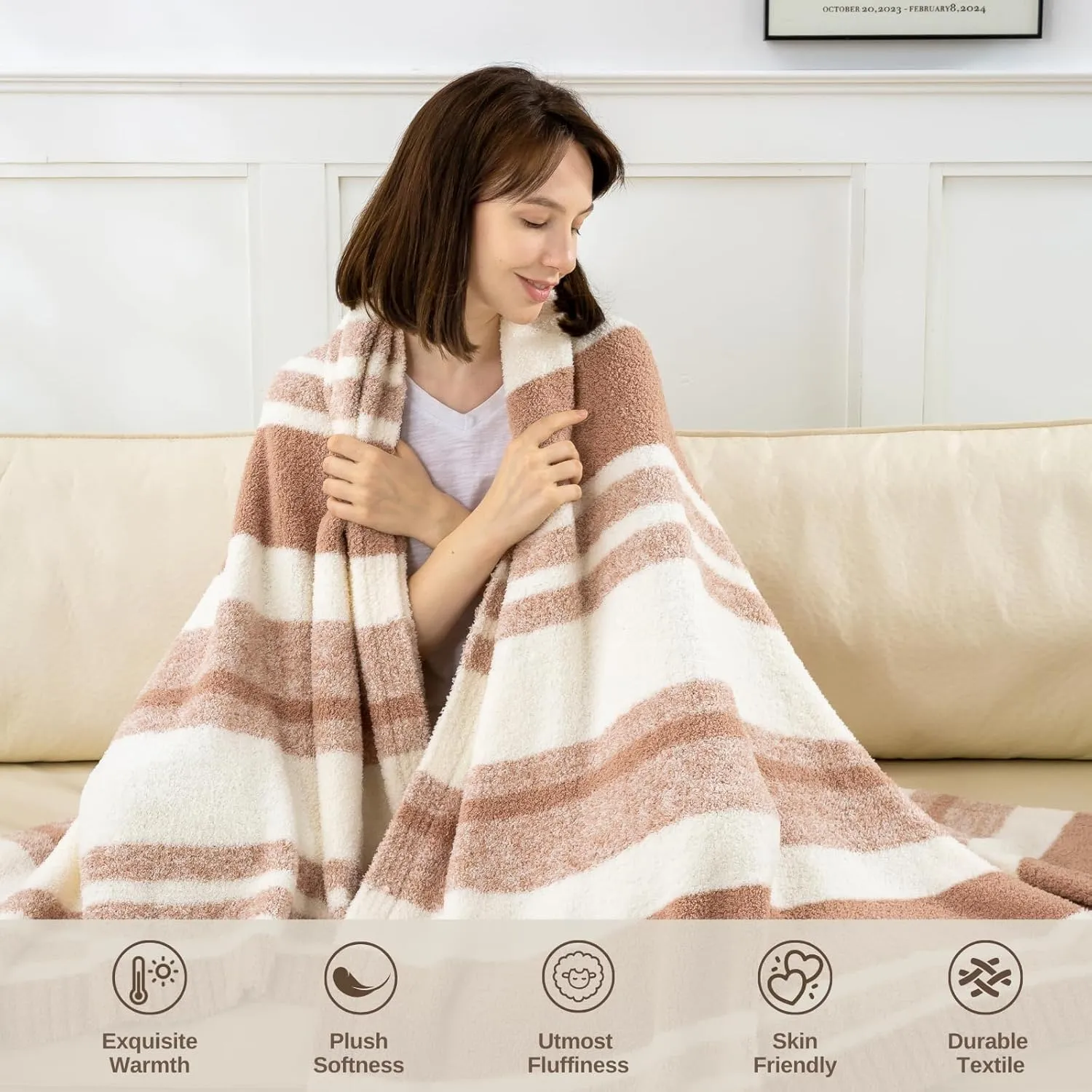 Mokoya Soft Dusty Pink Throw Blanket 50"x70", Lightweight Fluffy Throw Blanket for Couch, Dorm Room Essentials for Girls, Cute Cozy Blanket, Gifts for Teen Girls