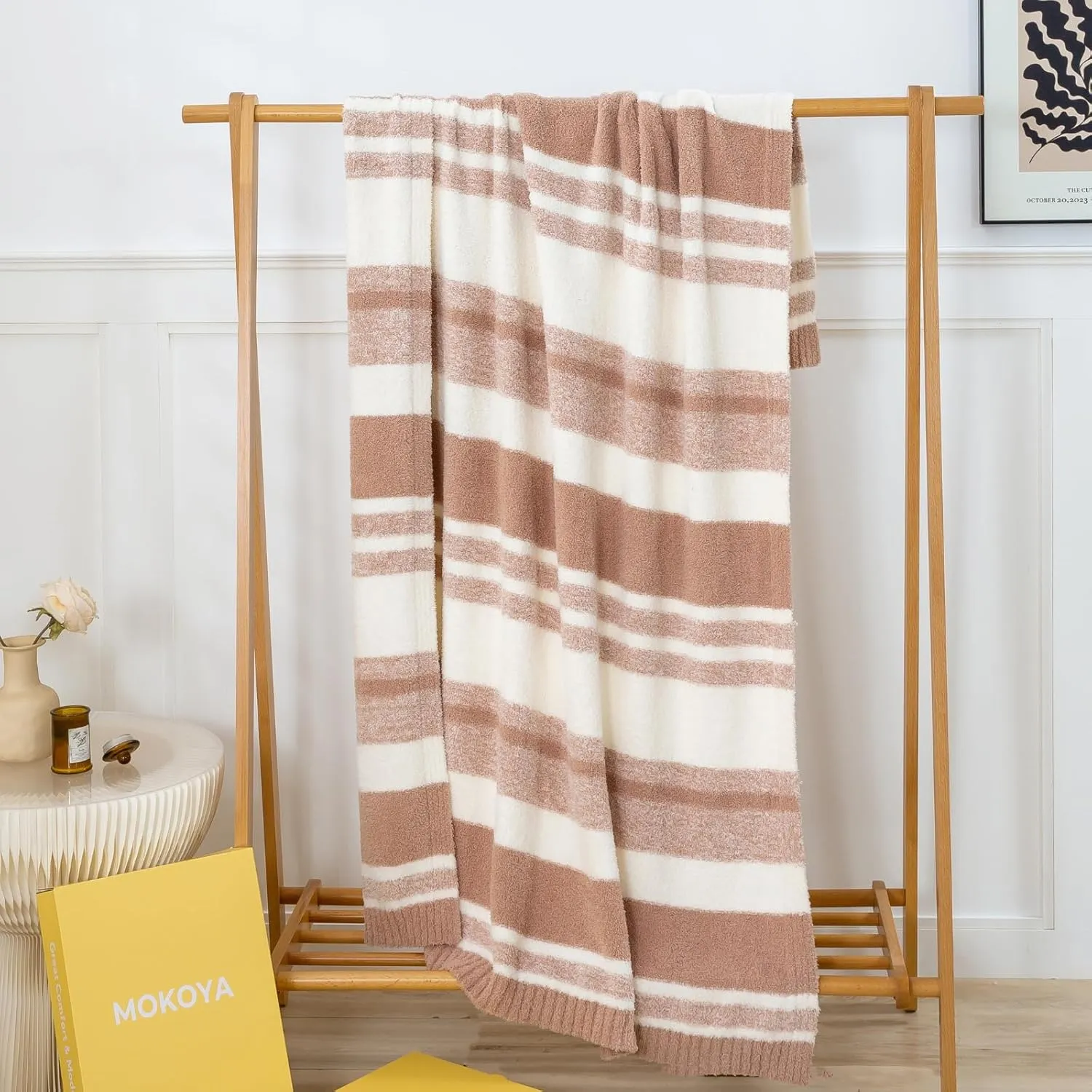 Mokoya Soft Dusty Pink Throw Blanket 50"x70", Lightweight Fluffy Throw Blanket for Couch, Dorm Room Essentials for Girls, Cute Cozy Blanket, Gifts for Teen Girls